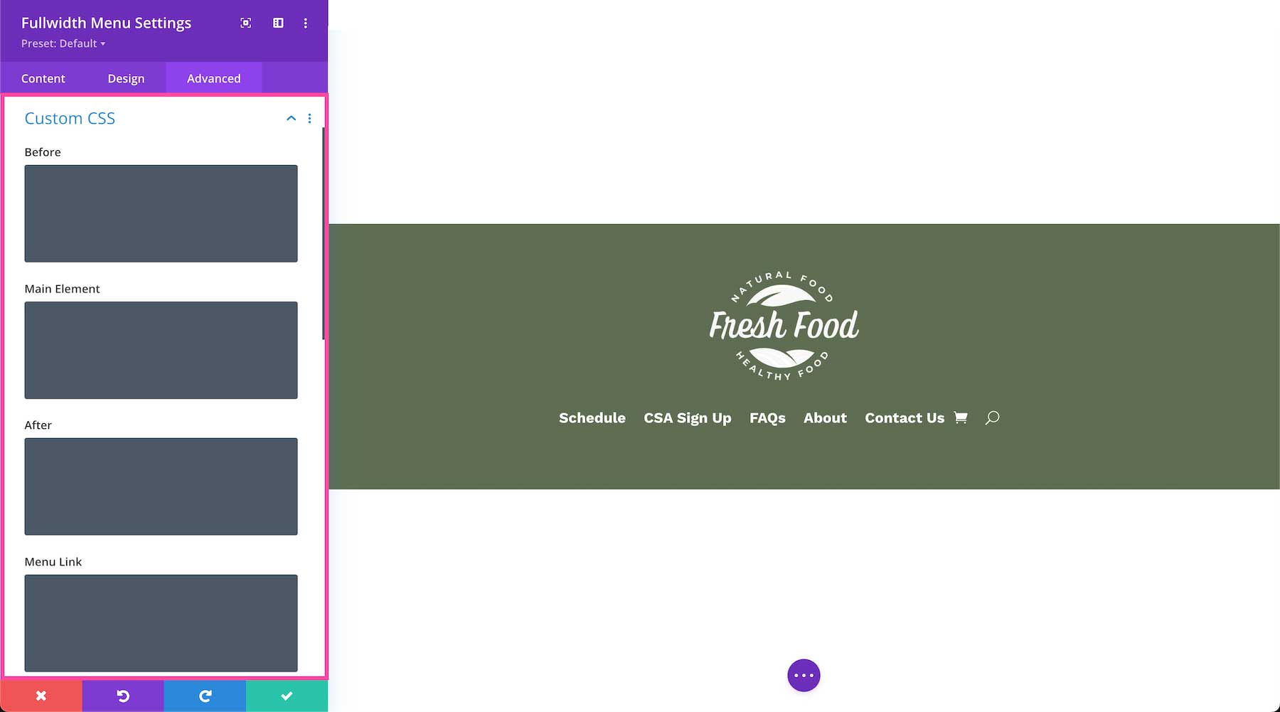 Divi Fullwidth Menu Module custom css