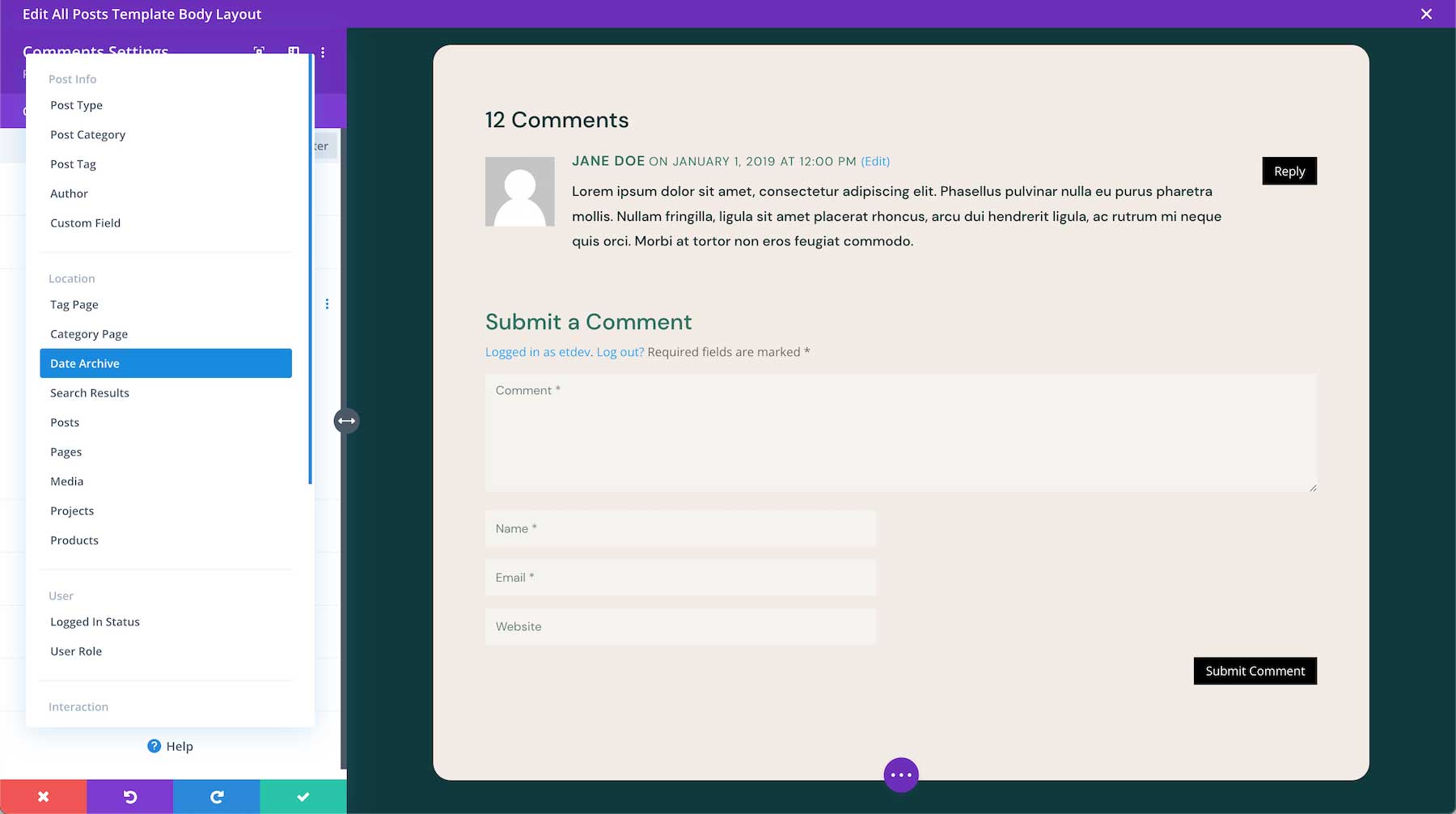Divi Comments Module