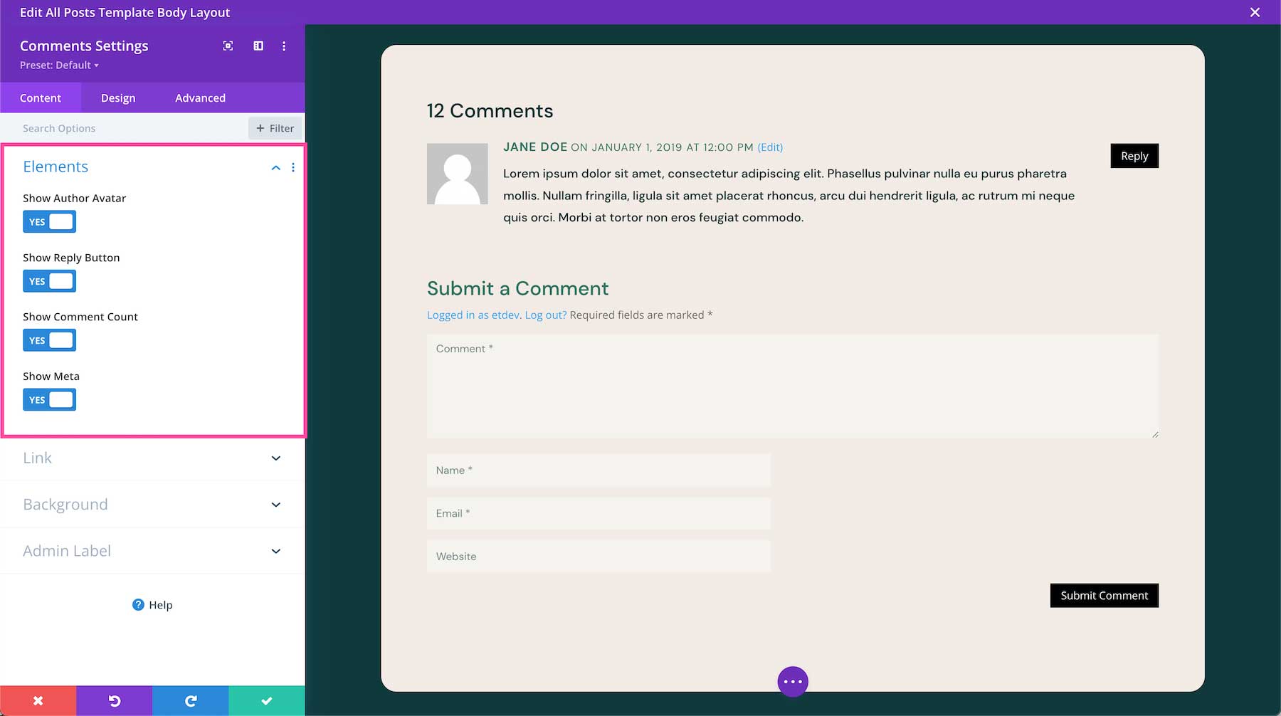 Divi Comments Module