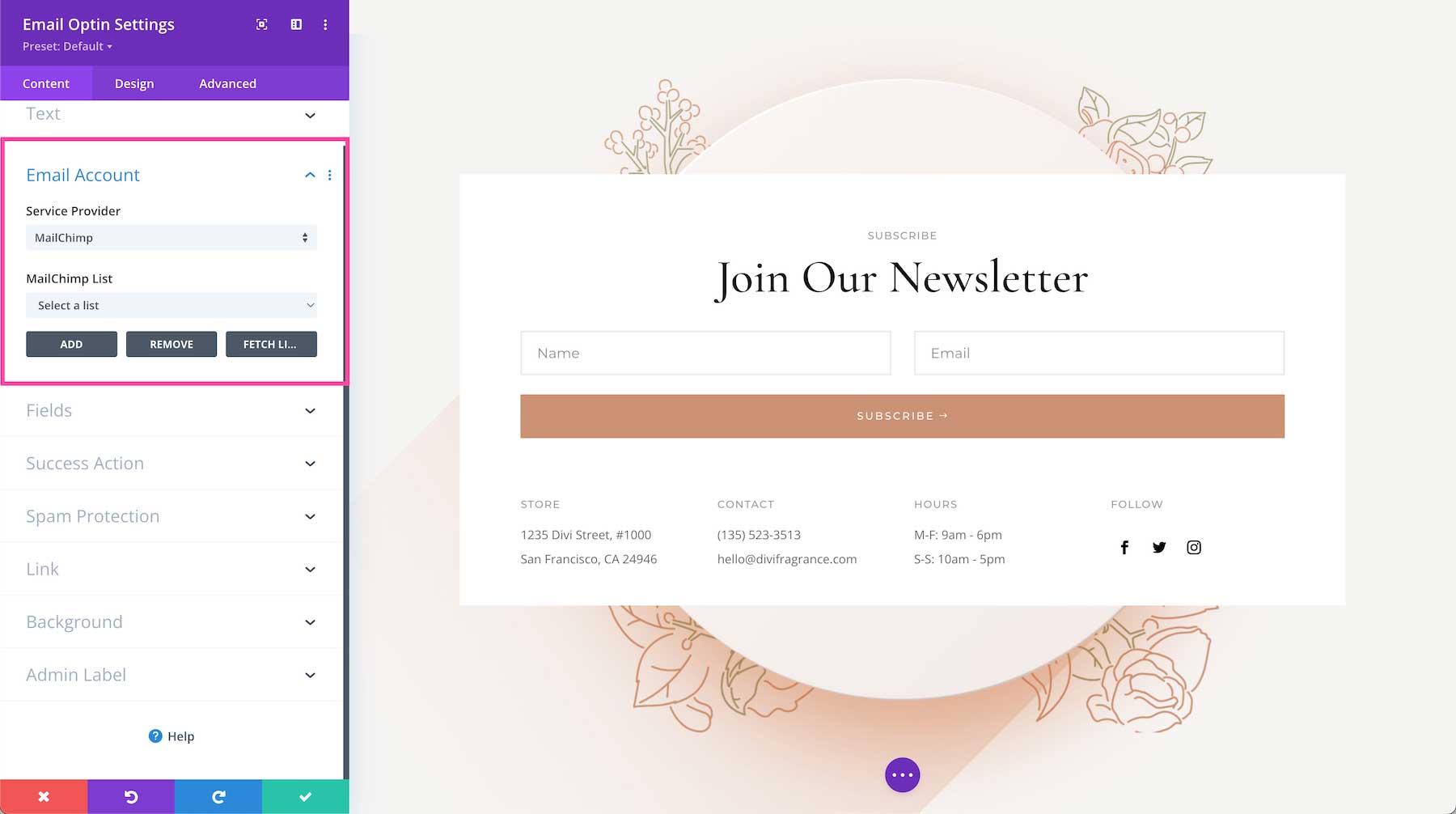 Divi Email Optin Module