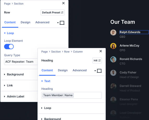 Loop Builder Advanced Custom Fields