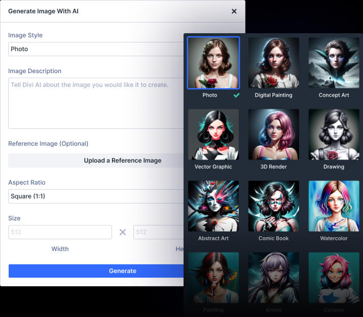 Divi AI Image Styles