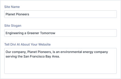 Prompt Divi AI With Website Details