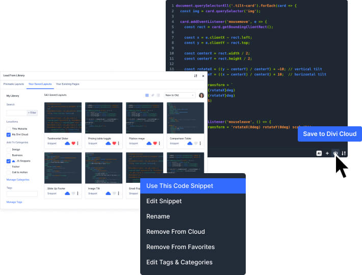 Divi Cloud AI Code Snippets