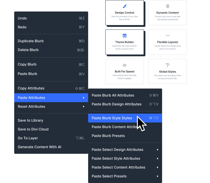 Copy and paste attributes