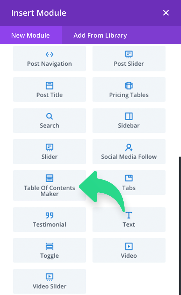 Table of Contents Screenshot 1